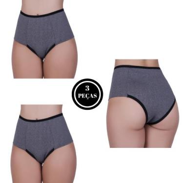Imagem de Kit 3 Calcinha Compressão Cós Alto Mescla Modeladora - c3 KIT 3 REBECA