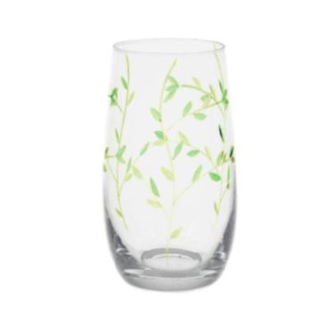 Imagem de Copo de vidro folhas 400ml florarte