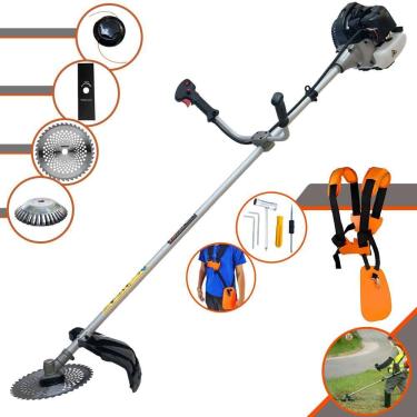 Imagem de Roçadeira Aparador de Grama À Gasolina Anmax CG430B 43cc 1,7HP 12.000rpm Com Carretel e Faca 2 Pontas + Faca 40 Dentes + Escova Circular de Aço