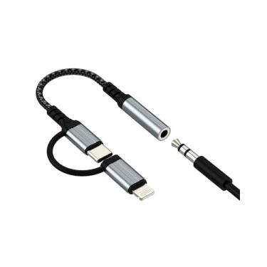 Imagem de Adaptador USB C Lightning para conector de fone de ouvido de 3,5 mm (2 em 1) para iPhone 16, 15, 14, 13, divisor de cabo de áudio AUX para conector de certificação MFI da Apple, compatível com Samsung