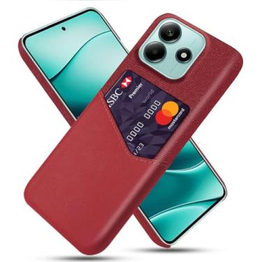 Imagem de Capa para Xiaomi Redmi Note 14 5G,Tela e tampa de couro PU,Antideslizante,360°cobertura completa à prova de choque com 1 slot de cartão atrás,Prevenção de queda-Red