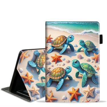 Imagem de JDHJFBFJNP Capa para tablet Amazon Fire Max 11 (11 polegadas, 13ª geração, versão 2023) com slot para cartão e hibernar/despertar automático - capa fólio fina de couro PU com suporte, linda tartaruga
