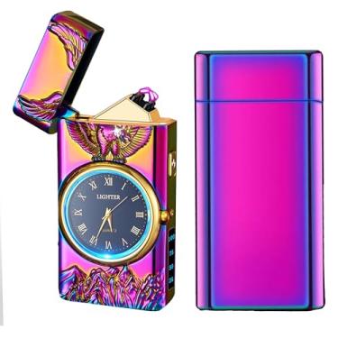 Imagem de Isqueiro elétrico portátil de plasma, recarregável por USB à prova de vento, com iluminação LED e mostrador elegante, conveniente para transporte diário, adequado para dar de presente (cor de águia)