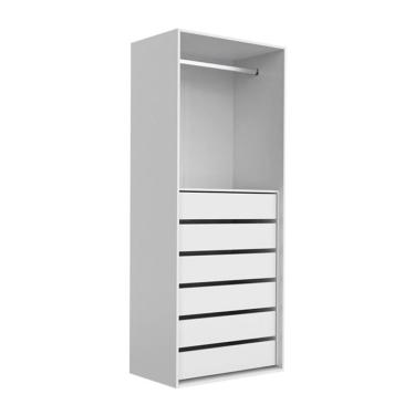 Imagem de Guarda-Roupa Modulado New Tuyo 6 Gavetas e 1 Cabideiro Branco 90 cm