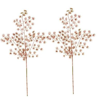 Imagem de Jogo 2 Galhos Multi Folhagem Natal Glitter Rosê Gold 80cm - Magizi - Y