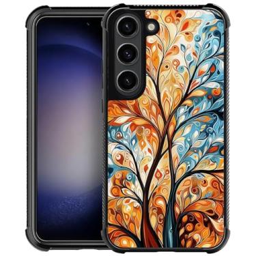 Imagem de Punmada Compatível com Samsung Galaxy S23 Mobile Case Creative Acrylic Back Panel Silicone Protection Grip Especialmente Projetado para Samsung Galaxy S23 Outono Outono Colorido Deixe Árvore