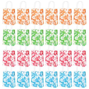 Imagem de Yuanan 24 peças de sacos de festa com alças, sacos de presente de verão, sacos de papel com tema havaiano, lembrancinhas de festa Moana para artigos de aniversário (multicoloridos)
