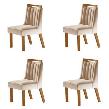Imagem de Kit 4 Cadeiras Lottus Cinamomo/Creme - Lj Móveis, Bege, Moderno