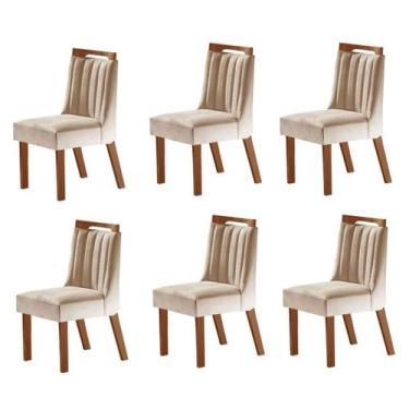 Imagem de Kit 6 Cadeiras Lottus Cinamomo/Creme - Lj Móveis, Marrom, Moderno