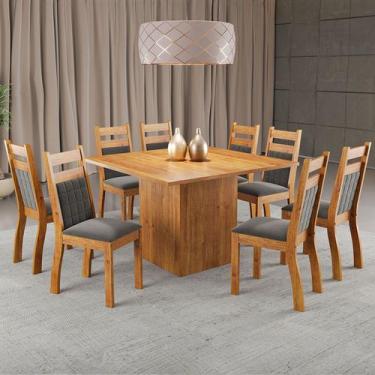 Imagem de Mesa de Jantar 8 Lugares Beirute Mel/Grafite - Panorama Móveis, Cinza,