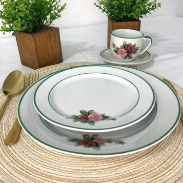 Imagem de Aparelho de jantar  com 24 peças de porcelana branca decorada - AMA Ar