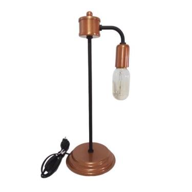 Imagem de Abajur de Mesa Estilo Retro Cobre - Preto - Lustres interluz