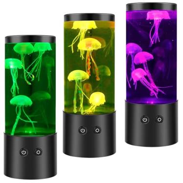 Imagem de Lâmpada LED de água-viva com 7 cores que mudam de cor USB/água-viva operada por bateria, luz noturna de aquário, luzes decorativas de humor para casa, escritório, quarto, sala de estar (preto