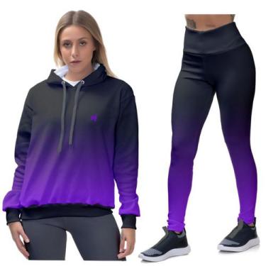 Imagem de Kit Legging Feminina Moda Fitness Blusa Moletom Agasalho de Frio - Efe