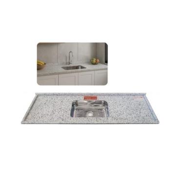 Imagem de Pia Cozinha Granito Portinari 120cm Cuba Inox Rasa Simples - Rainha do