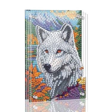 Imagem de Ginfonr Kit de pintura de arte de diamante DIY Acrylayers para adultos, lobos 4 camadas acrílicas de diamante magnético, decoração de mesa com efeito de profundidade dinâmica, presente de artesanato