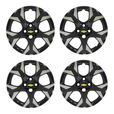 Imagem de Kit 4 Calota Aro 14 Esportiva Compatível c/Roda Onix Prisma Cubo Baixo (Preto/Prata c/emblema Prata)