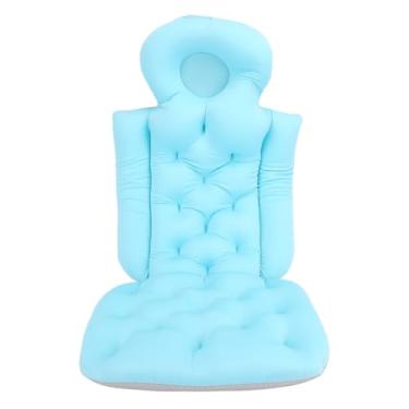 Imagem de Almofada de banho de corpo inteiro para banheira Design ergonômico Macio suporte antiderrapante respirável leve Almofada de banheira de secagem rápida para adultos Experiência de (Azul claro)