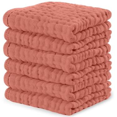 Imagem de Comfy Cubs Pacote com 6 toalhas de musselina para bebês – panos macios de 6 camadas de algodão para peles sensíveis – 25,4 x 25,4 cm, grandes, delicados, absorventes essenciais para recém-nascidos e
