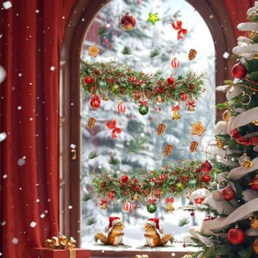 Imagem de Adesivos de parede e janela de Natal PVC 30 x 90 cm com motivos encantadores de férias para decoração de casa, fácil de aplicar e remover para uma atmosfera sazonal aconchegante, cor conforme mostrado