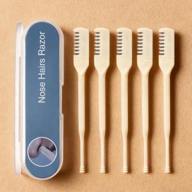 Imagem de Aparador de pelos nasais 2 em 1, aparador de pelos de nariz dupla face com rotação de 360°, aparador corporal à prova d'água com escova de limpeza