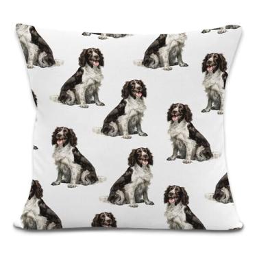 Imagem de Yorhifa Capas de travesseiro Springer Spaniel inglês 45,7 x 45,7 cm, presentes para donos de cães, presentes para donos de cães, capas de almofada para sofá, decoração de quarto de casa