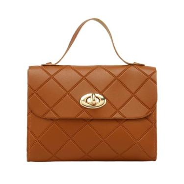 Imagem de Bolsa transversal pequena, bolsa com fecho e alça para carteira feminina, Marrom, Mini
