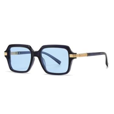 Imagem de Óculos de Sol Femininos Jelly Color com Rebites e Proteção UV400, Estilo Punk, Ideais para Esportes ao Ar Livre, Corrida e Ciclismo, na Cor Azul Escuro.