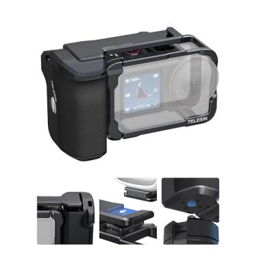 Imagem de TELESIN Kit Street Grip para DJI Action 6 | com gaiola de metal para coelho | Suporte de alça de câmera com design de gangorra | Capa de metal de liga de alumínio | Slot para cartão TF reserva |