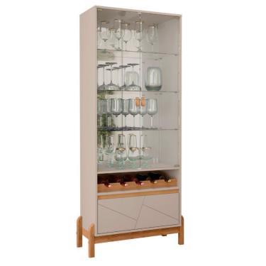 Imagem de Cristaleira 1 Gaveta Com Espelho Siena Off White Cedro