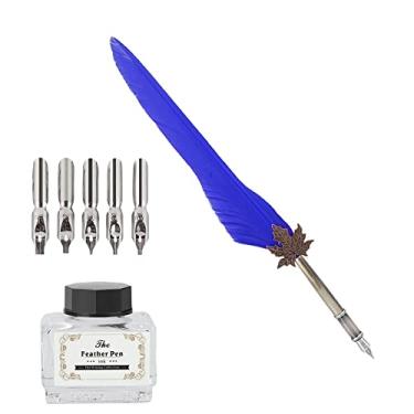 Imagem de Naroote Caneta de Pena Vintage, Caneta de Ponta de Imersão, de Pena retrô, Professor de Família para Namorada, Namorado, Presente, Amigos (Azul (A))