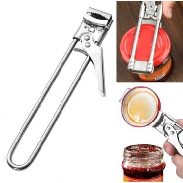 Imagem de Abridor de pote, abridor de garrafas multifuncional ajustável, abridor de latas de aço inoxidável para economia de combustível - abridor de garrafas manual fixo de tampa de garrafa - abridor de pote utilitário de cozinha (1 peça)