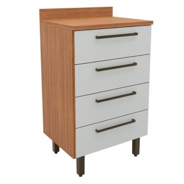 Imagem de Balcão Gabinete de Cozinha 4 Gavetas com Tampo Grécia Madeirado/Off White