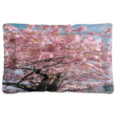 Imagem de Wassud Linda cama para cachorro com flor de cerejeira grande, tapete de cachorro lavável para animais de estimação, cama de gato para dormir, viagens 91 x 61 cm