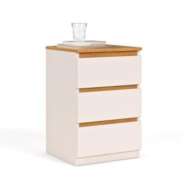 Imagem de Mesa De Cabeceira 3 Gavetas Quarto (PEQUIM - OFF WHITE/NATURE)