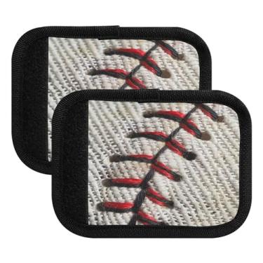 Imagem de Qilmy Pacote com 4 identificadores de bagagem de beisebol com listras vermelhas e alças confortáveis para carrinho de bebê, mala de viagem, acessórios de viagem 3