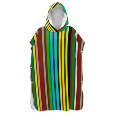 Imagem de TSENQUE Poncho de surfe para adulto trocador de roupa de praia com capuz toalha de natação plus size ponchos femininos com capuz chique colorido listrado