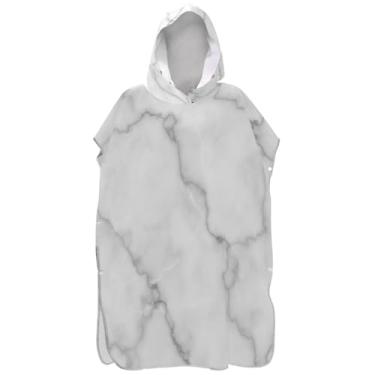 Imagem de Joisal Poncho de surfe clássico de textura de mármore cinza para trocador de roupas de banho de praia com capuz ponchos de praia leves para homens