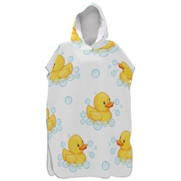 Imagem de Joisal Roupão de mudança de poncho de surfe branco pato amarelo fofo para Adul secagem rápida homens mulheres poncho com capuz toalha de praia floral