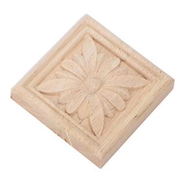 Imagem de Generic Escultura Em Madeira Xadrez Aplique Decalque Em Relevo para Móveis Decoração Clássica 4 Peças para Casa Hotel Madeira de Borracha 2.4 "estilo Vintage (5#)