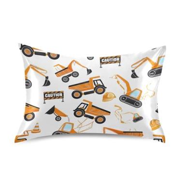 Imagem de Fronhas de cetim estampadas King Queen Standard Pillows Slips Cooling Bed Pillow Case Cover Standard Size 66.0 cm x 50.8 cm Veículos de construção Bulldozers