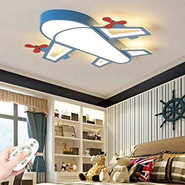 Imagem de RAUGAJ Lustres, teto de quarto de berçário de LED, teto de desenho animado para crianças, luzes de aviões para meninos, iluminação espacial criativa, telhados com controle remoto regulável/50 cm