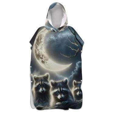 Imagem de TSENQUE Roupão de mudança de arte de guaxinim animal para adultos poncho de surfe toalhas de banho com capuz roupão masculino feminino poncho com capuz