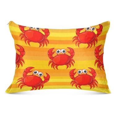 Imagem de Linda capa de almofada de flanela laranja caranguejos vermelhos com zíper king queen tamanho padrão fronha macia tamanho padrão, 50,8 cm x 66 cm