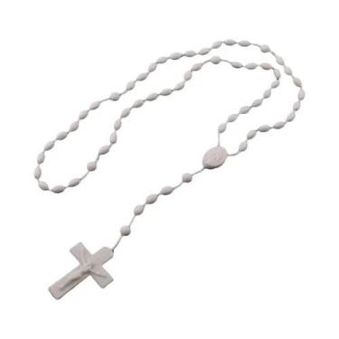 Imagem de 12/120 peças rosário de plástico contas cruz com colar de jesus catoli
