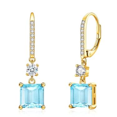 Imagem de CiNily Brincos femininos de corte quadrado, hipoalergênicos, multicoloridos, zircônia cúbica, brincos pendentes de diamante, joias presentes para o dia das mães, ouro branco 14K, banhado a ouro, 32 mm