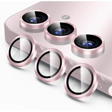 Imagem de PASNEW Protetor de câmera para Samsung Galaxy S25, protetores de lente individuais, vidro temperado HD ultrafino com borda de alumínio, dureza 9H, 1 conjunto, rosa