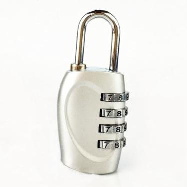 Imagem de Yinhing Cadeado de Segurança de Liga de Zinco Com Fechadura de Combinação de 4 Dígitos Com Estrutura Mecânica para Mochilas, Malas, Gavetas, Sacos de Viagem (Branco prateado)