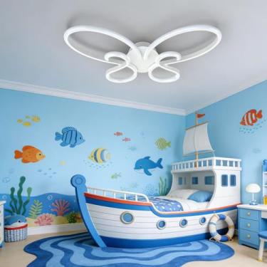 Imagem de Luminária de teto moderna em LED, regulável com controle remoto, para sala de jantar, luminária pendente criativa para quarto, sala de estar infantil e cozinha (branca)