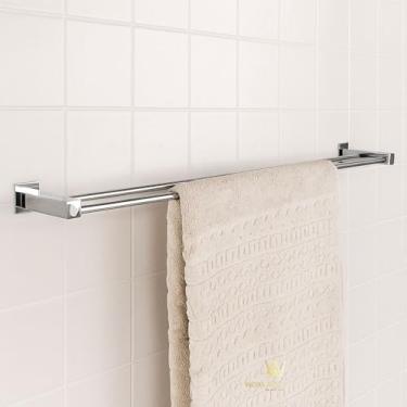 Imagem de Porta Toalha Toalheiro Duplo 50cm para Banheiro Inox 304 - QRED4011